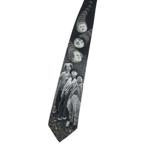 Ralph Marlin Men's Necktie The Three Stooges Golfing Vintage 90s Tie Made In USA - Picture 3 of 5